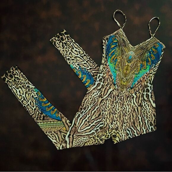 Camilla Catsuit Warrior Wanderlust Animal Print Sleeveless Wore 1X One-Piece XS - Picture 1 of 16